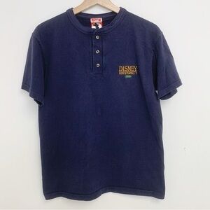 Vintage DISNEY UNIVERSITY 1928 Embroidered Navy Blue tee Shirt Sz S/M USA made